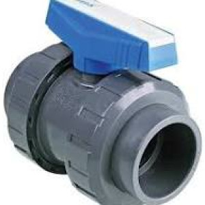 Pimtaş 50mm (Ø50) U-PVC Çift Rakorlu Yapıştırma Küresel Vana (PN16)